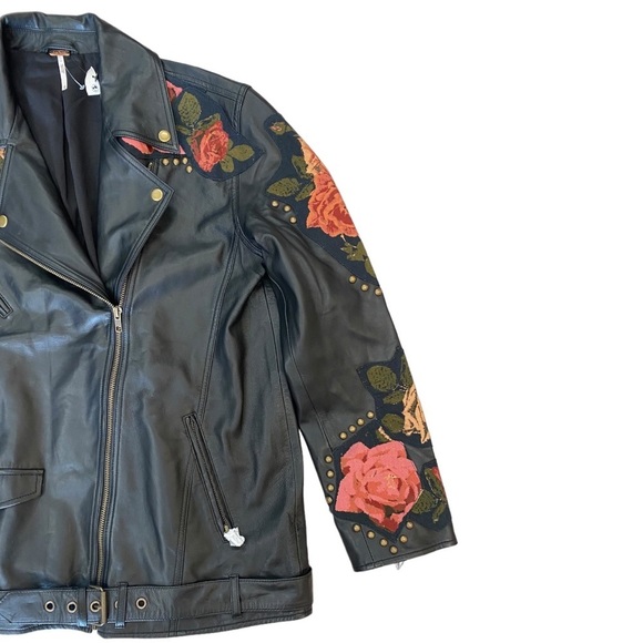 NWT Free People Rebel Rose Moto Jacket in Black Size Medium - Picture 5 of 14